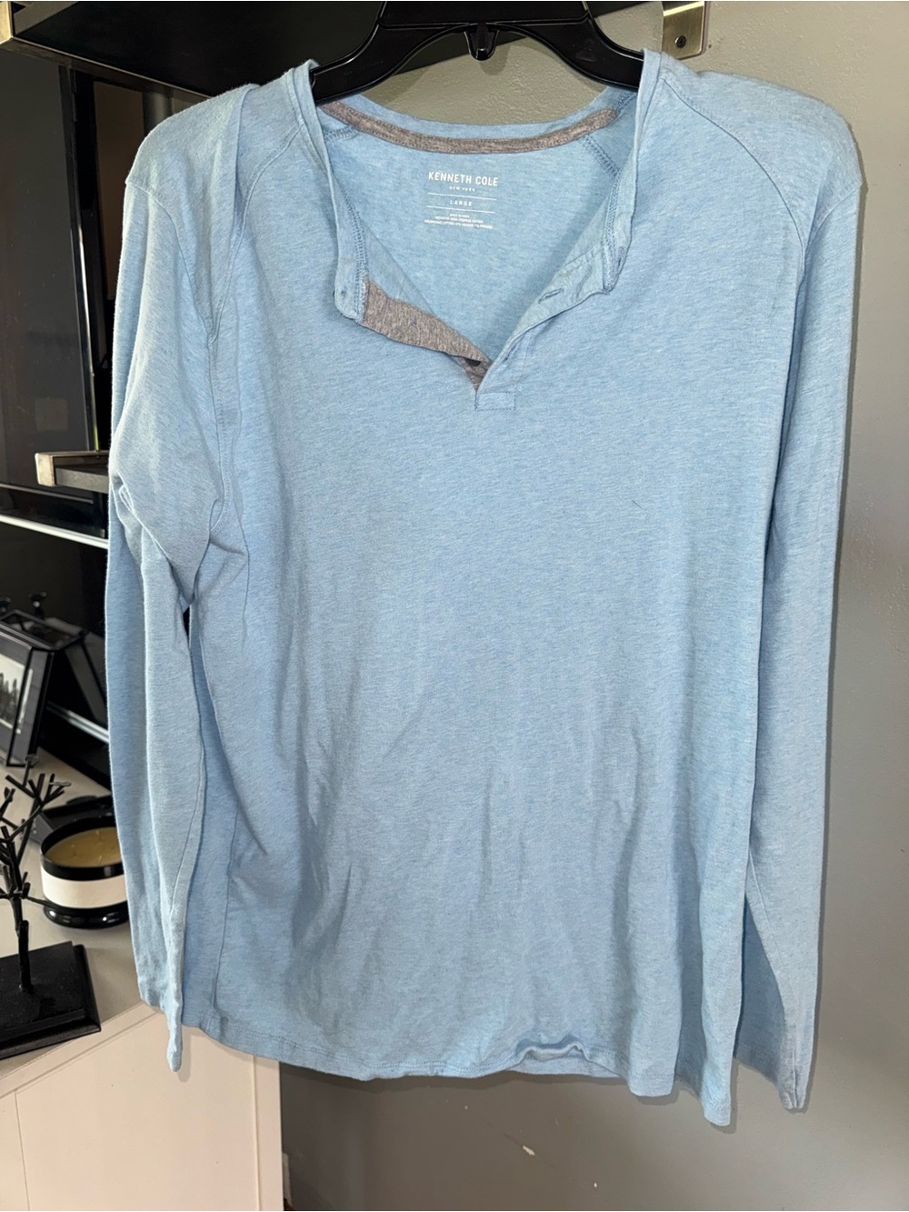 Kenneth Cole Light Blue Long-Sleeve Henley Top